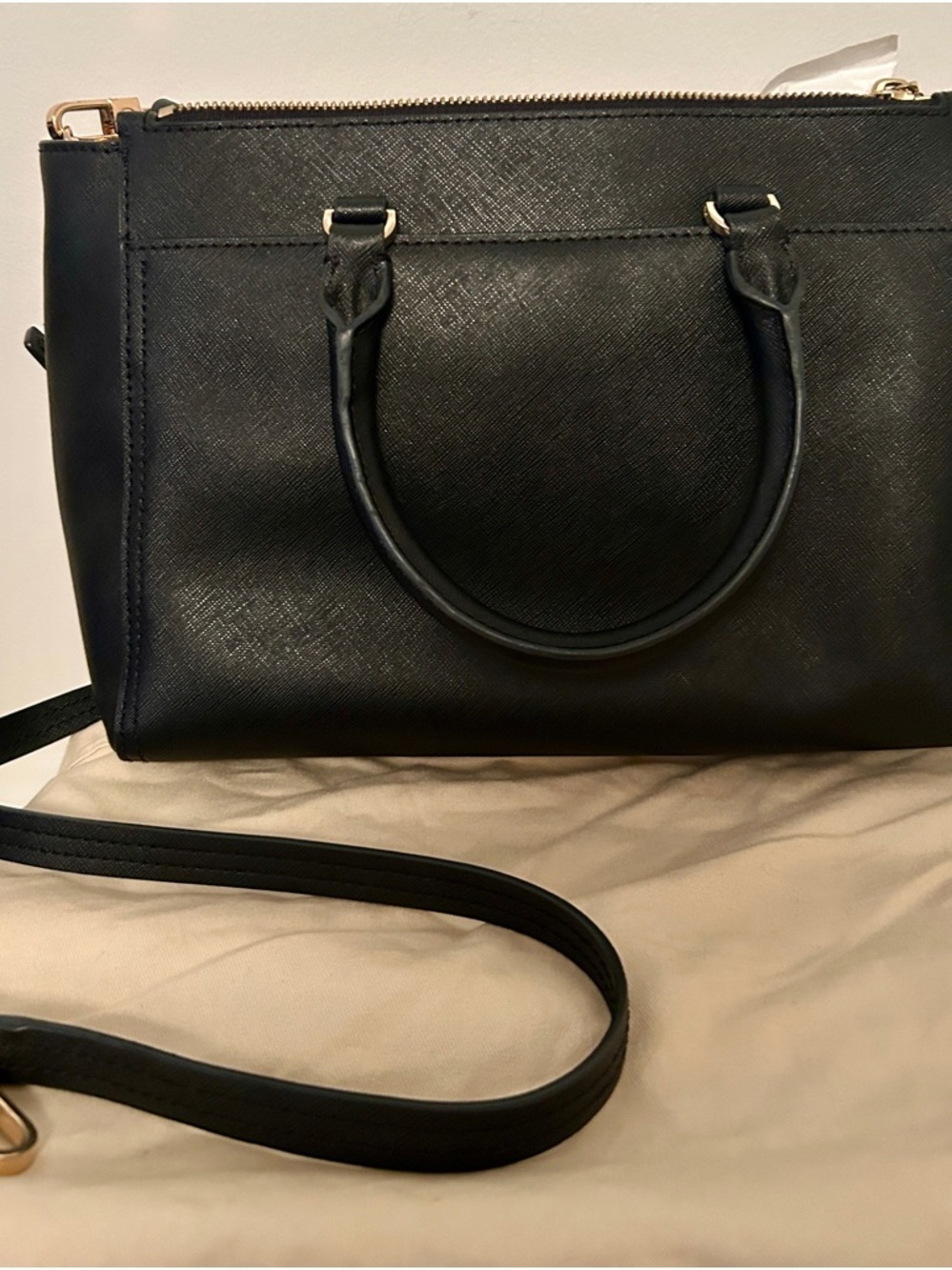 Tory Burch dark Navy Leather Satchel with Turquoise Scarf-Wrapped Handle - Picture 2 of 8